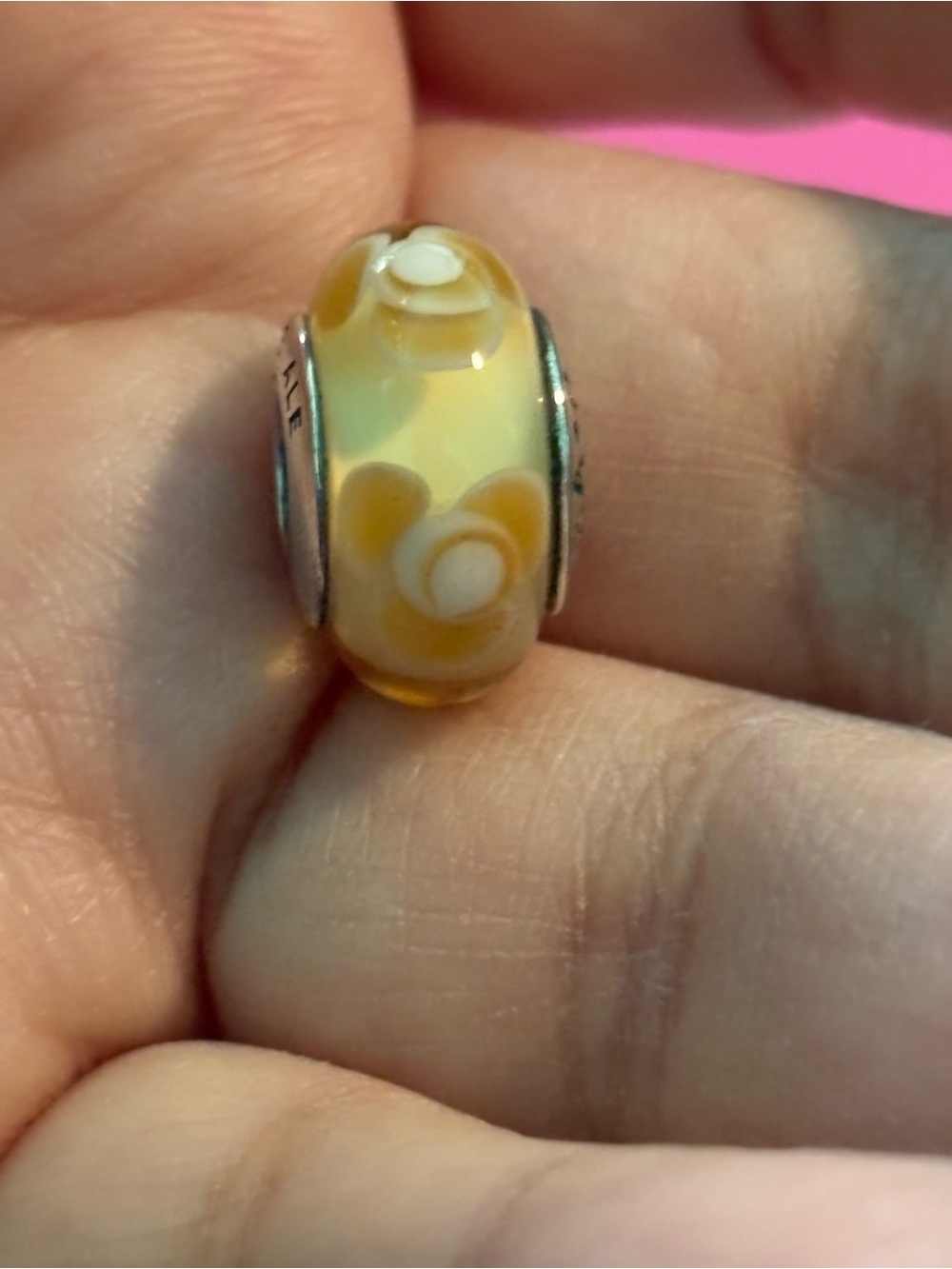Pandora Yellow and Cream Floral Murano-Style Glass Charm